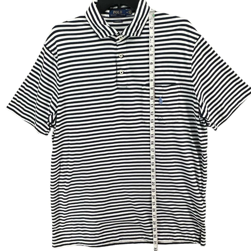 Polo Ralph Lauren Shirt Men M Blue Stripe Polo‎ Logo Classic Fit Nautical Preppy - Picture 7 of 12